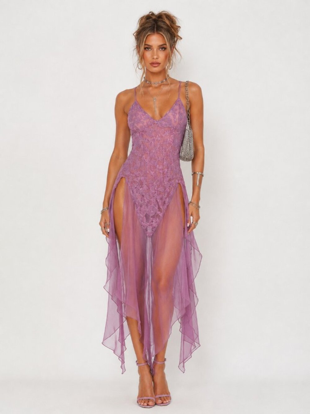 Vintage Y2K Asymmetrical Fairy Dress Small Pink Floral Fairy Balconette Ethereal